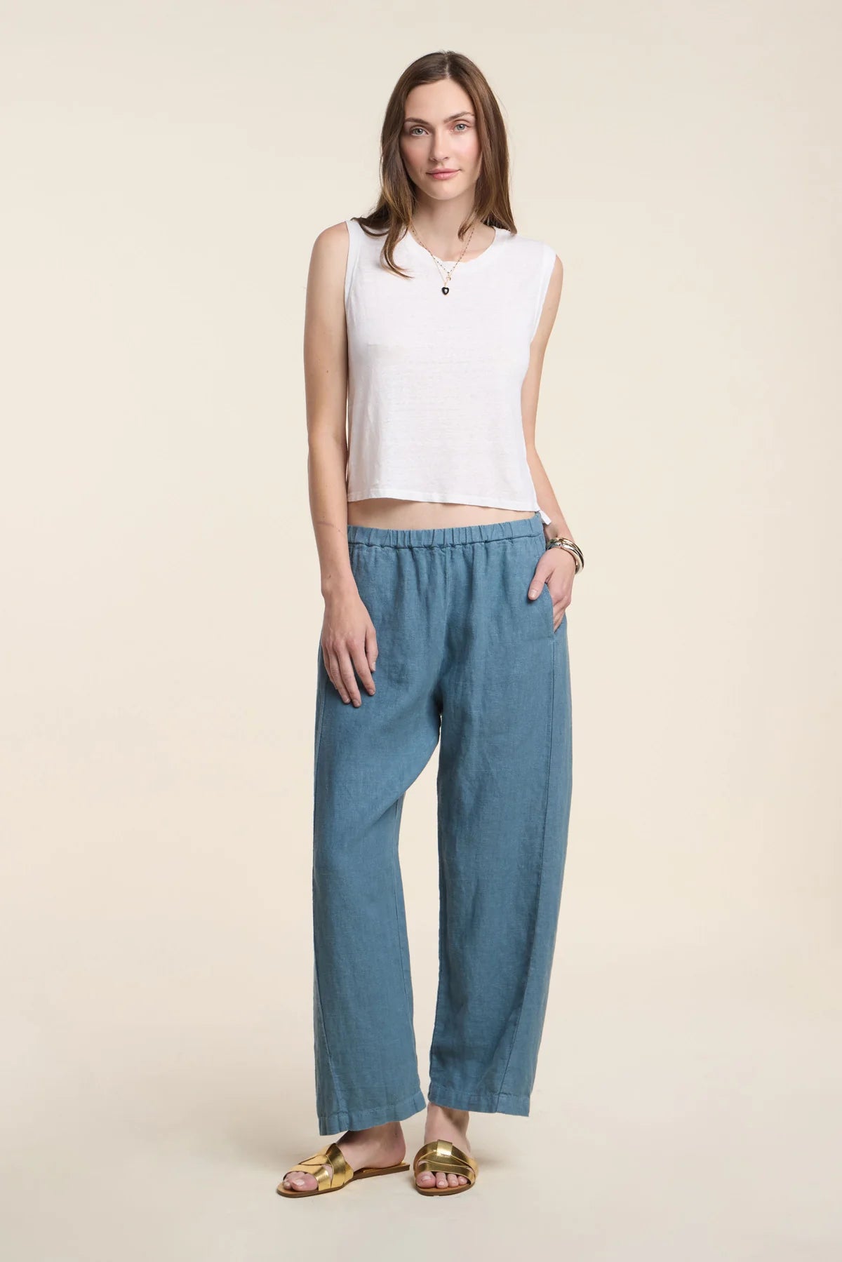 Velvet Celine Heavy Linen Pants | Hailstone