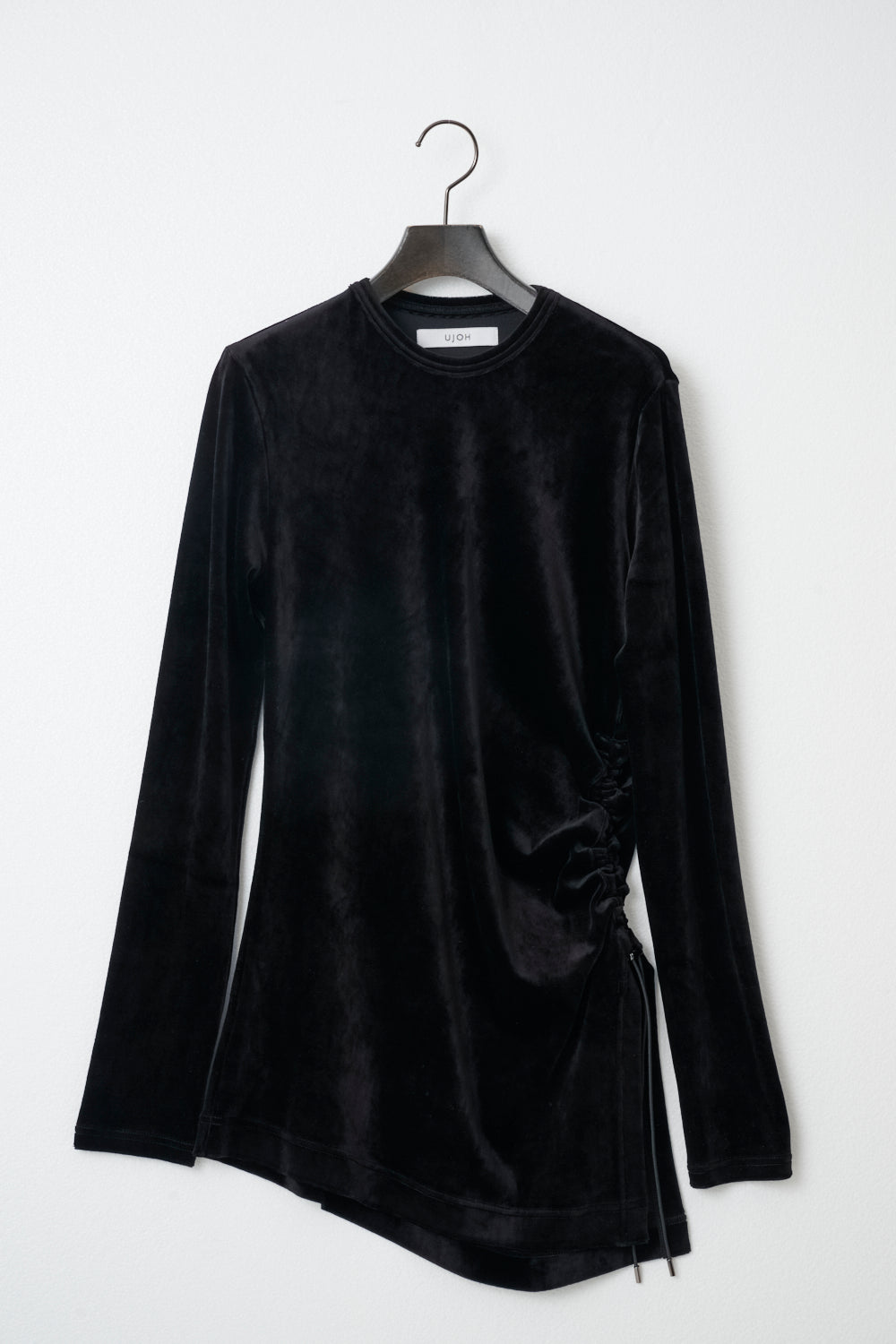 UJOH Velvet Draw Cord Asymmetric Top | Black