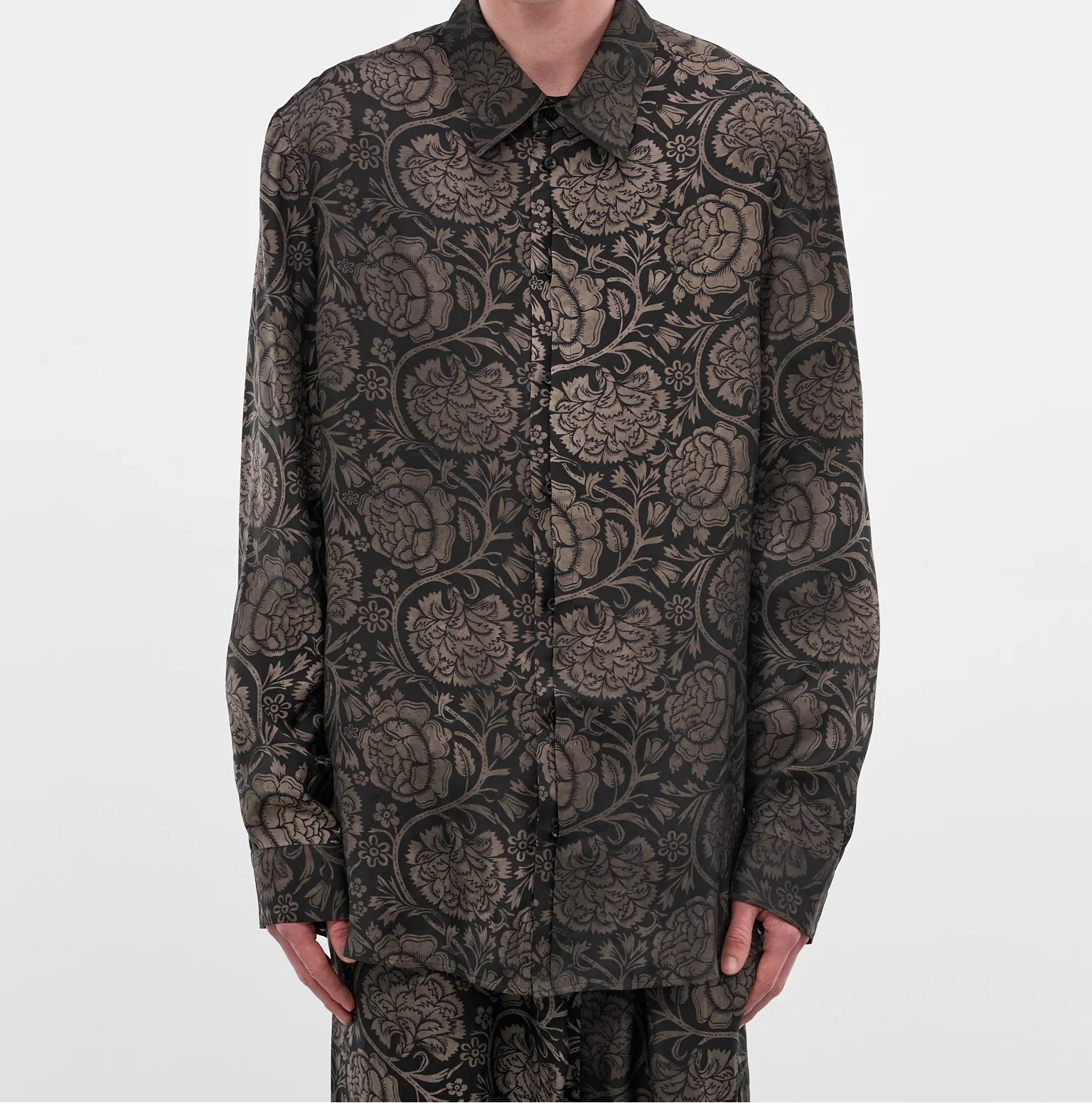 Uma Wang Floral Print Tab Top | Black Tan