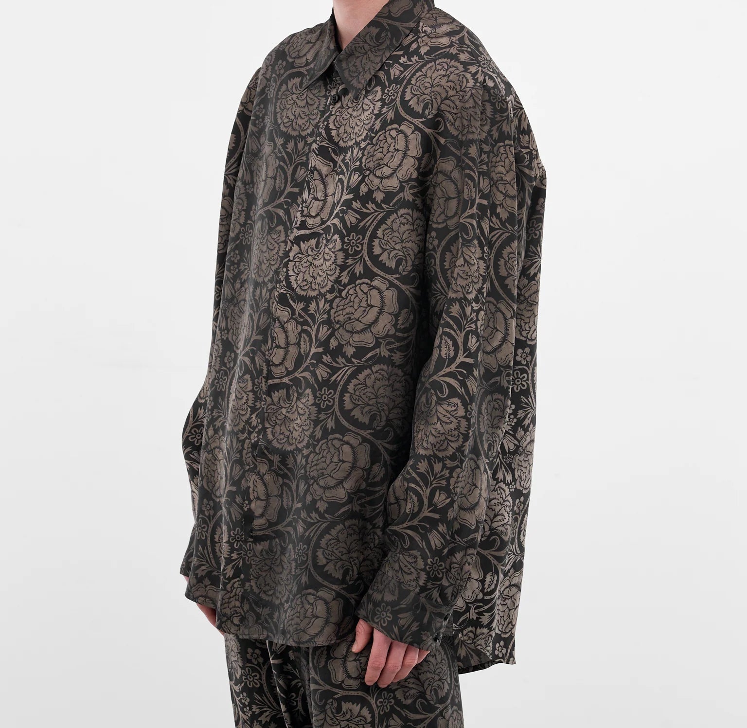 Uma Wang Floral Print Tab Top | Black Tan