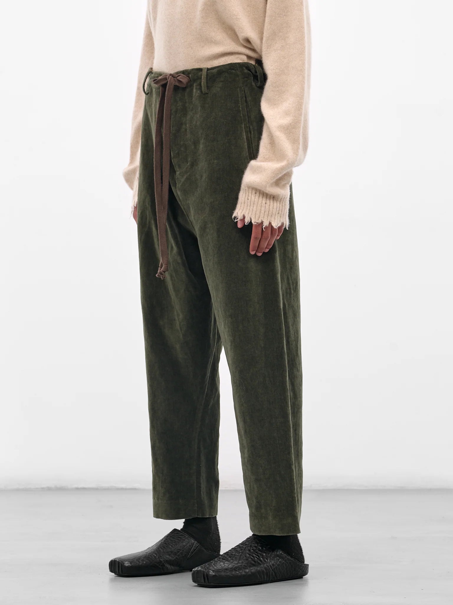 Uma Wang Velvet Perch Pants | Dark Green