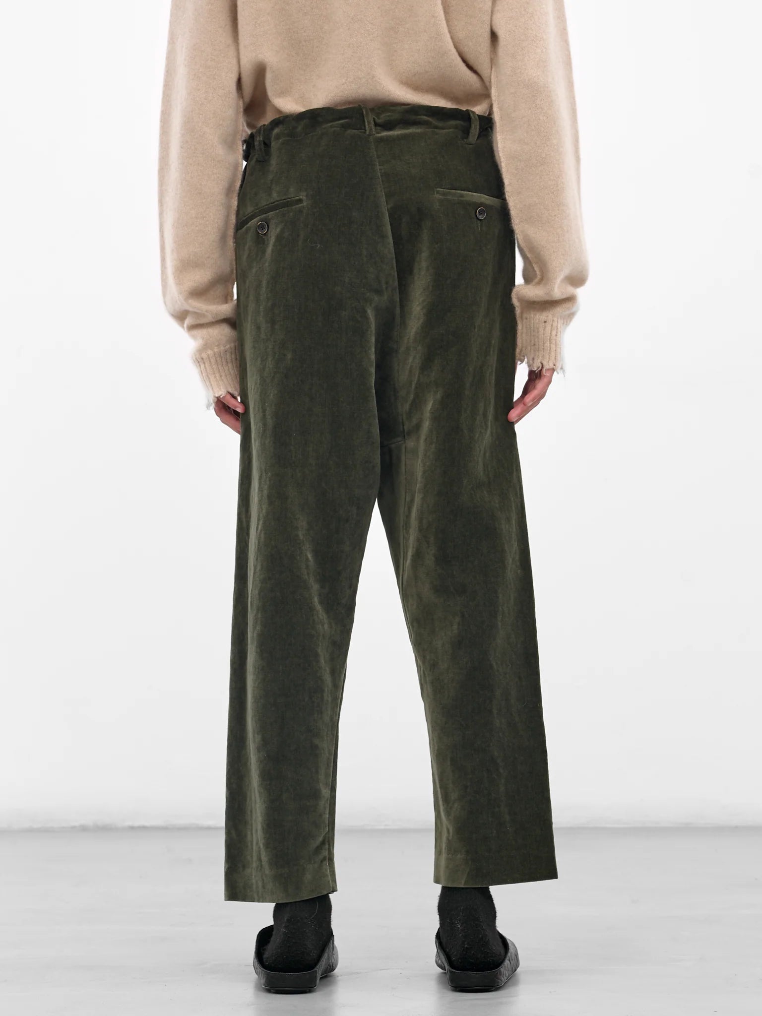 Uma Wang Velvet Perch Pants | Dark Green