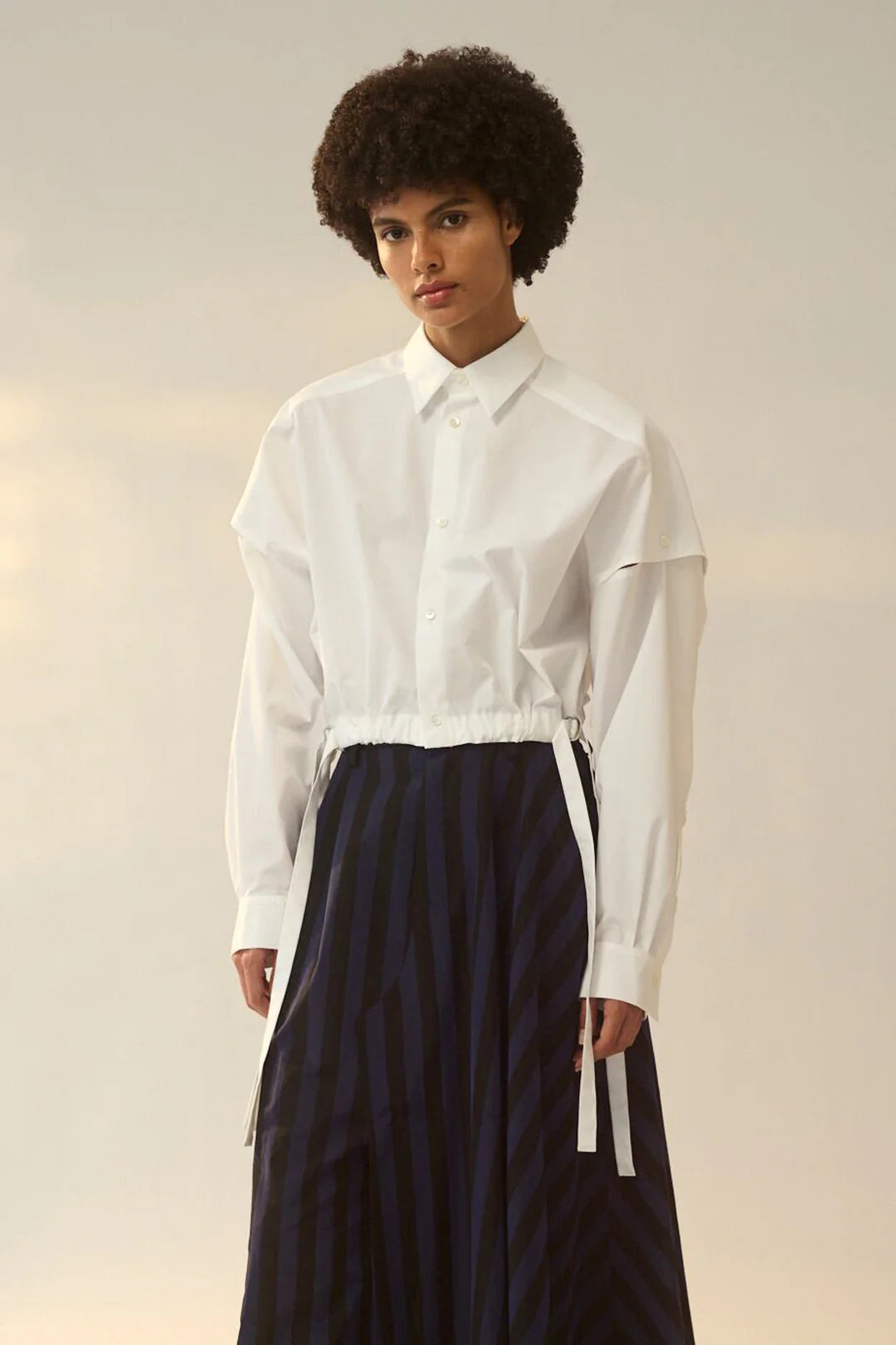 UJOH Cropped Shirt/ Double Belted Hem