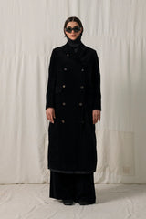 Uma Wang Cigna Velvet Coat Black