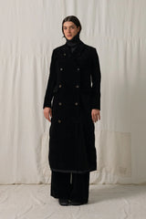 Uma Wang Cigna Velvet Coat Black