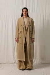 Uma Wang Cigna Velvet Coat Tan