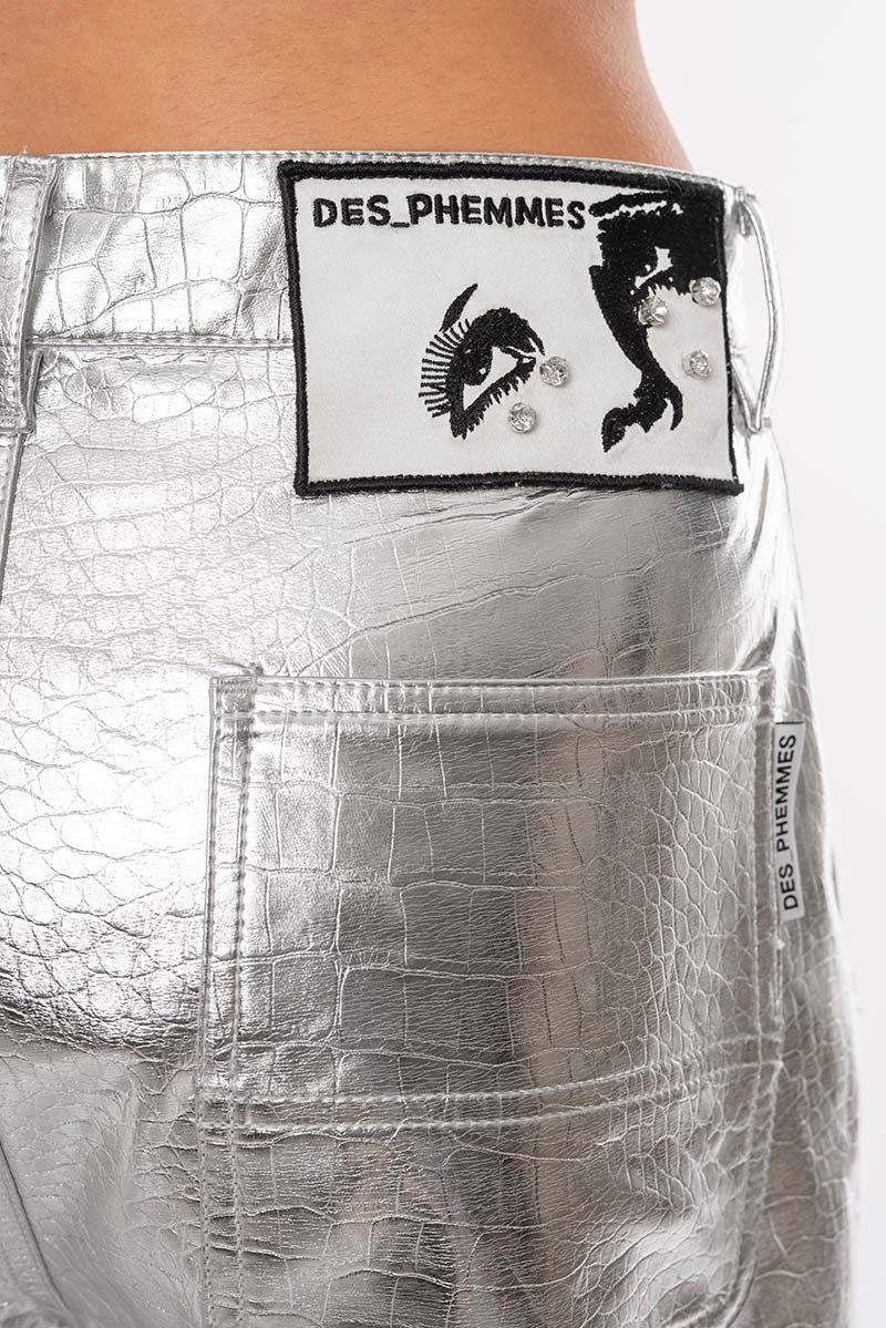 Des Phemmes Croc Wide Pants | Silver