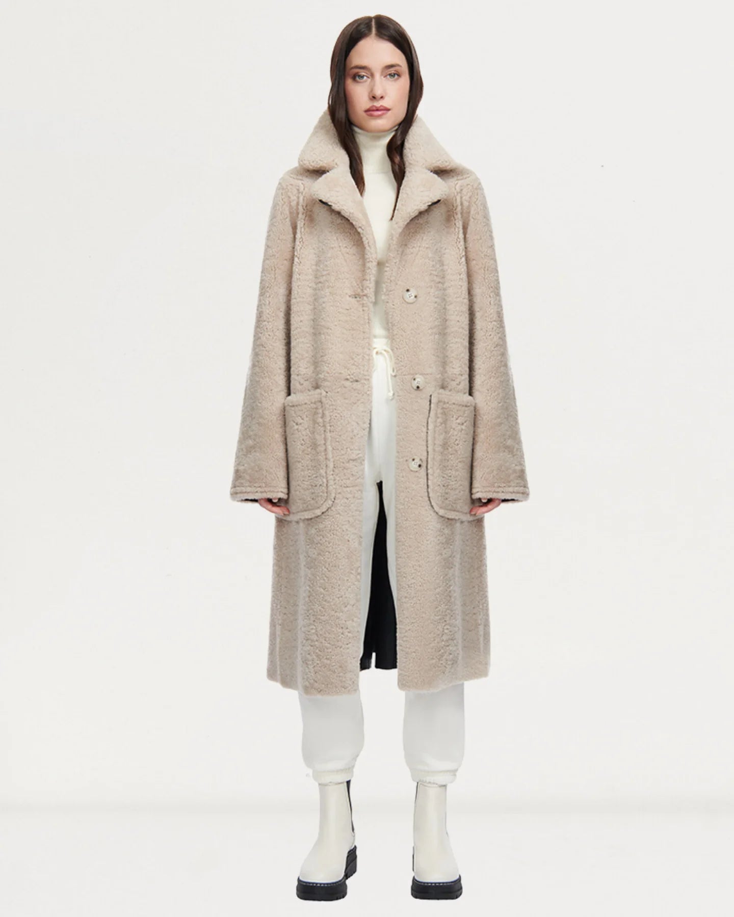 HiSO Zira Black Beige Reversible Shearling Coat