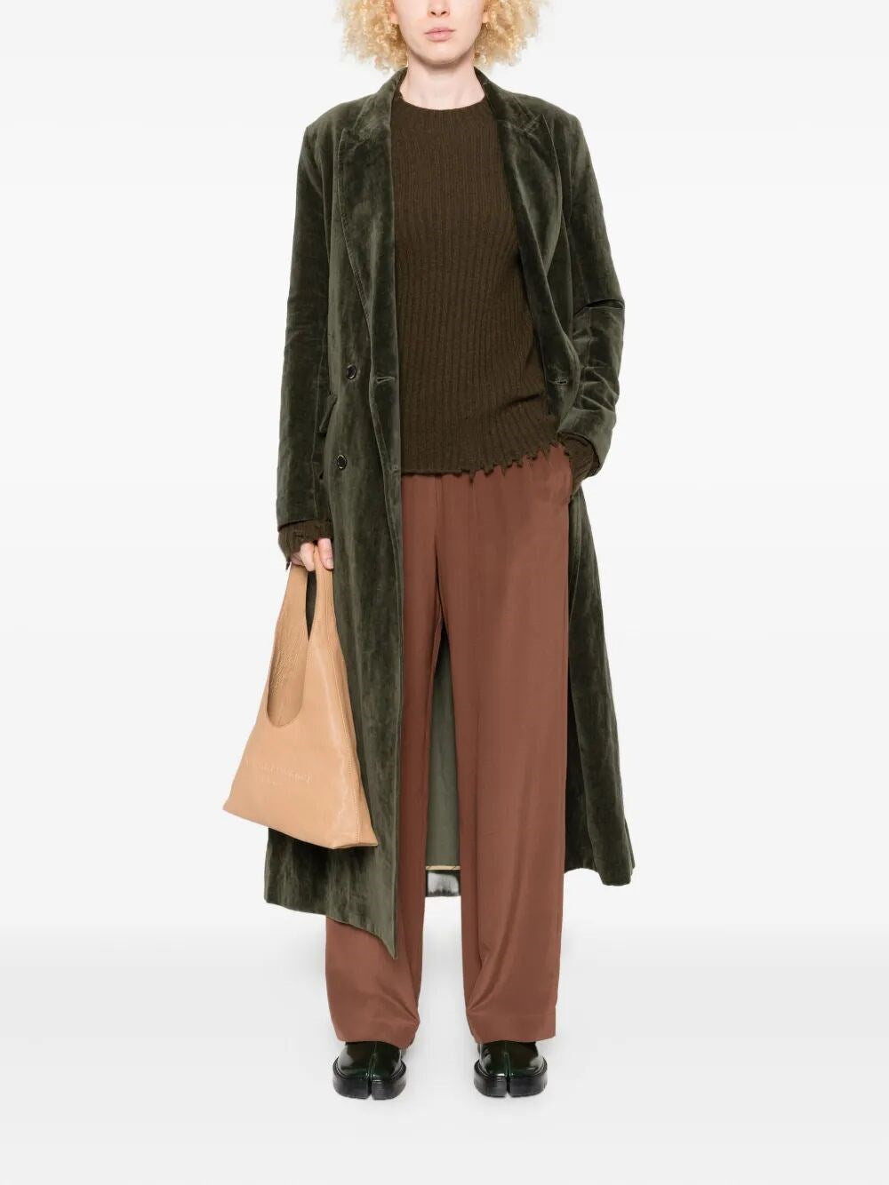 Uma Wang Velvet Camelot Coat Dark Green