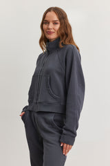 Velvet Cecilia Fleece Zip Up Sweatshirt Ash