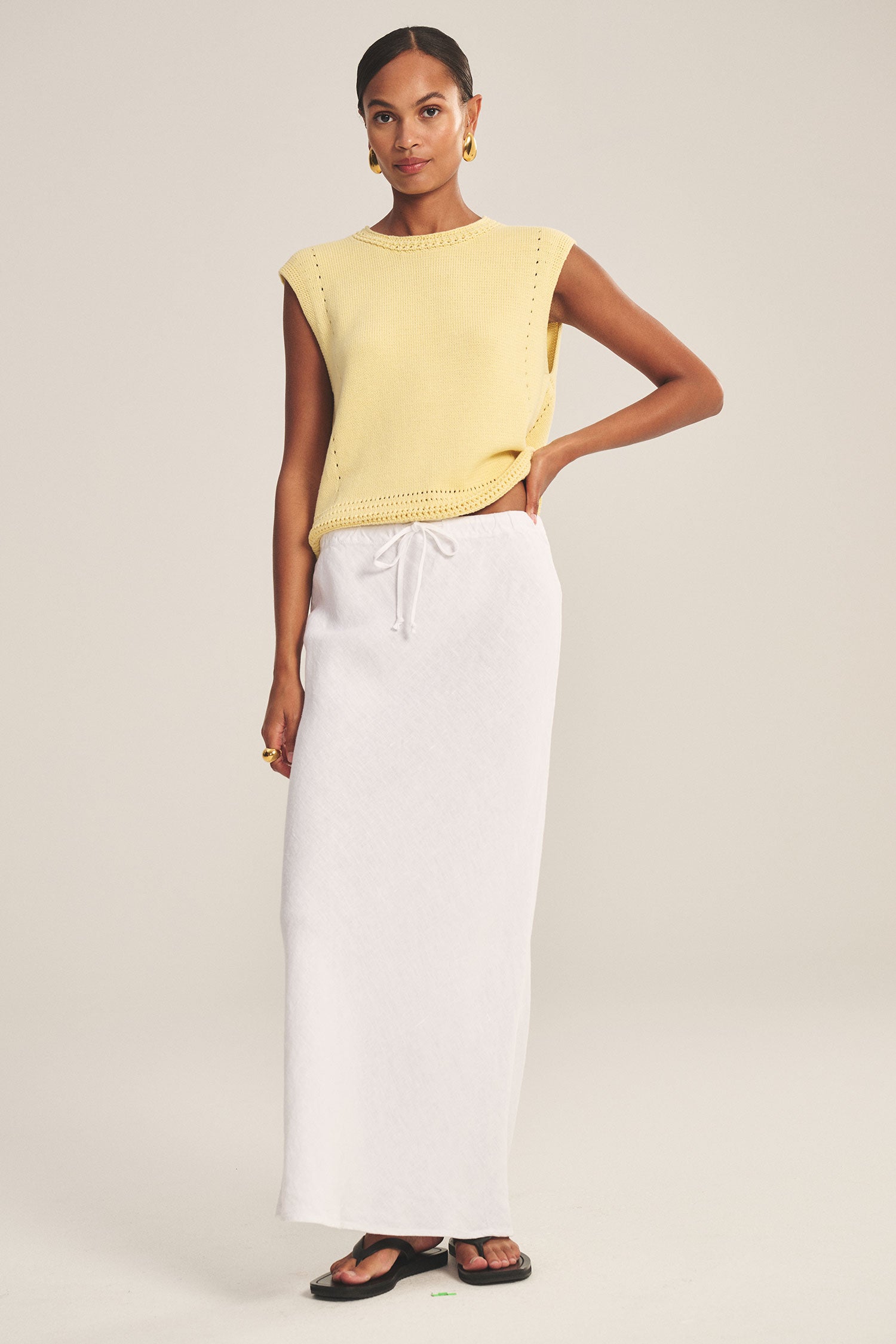Velvet Beka Heavy Linen Skirt | White