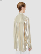 Joseph Capri Lamé Silk Blouse | Gilt