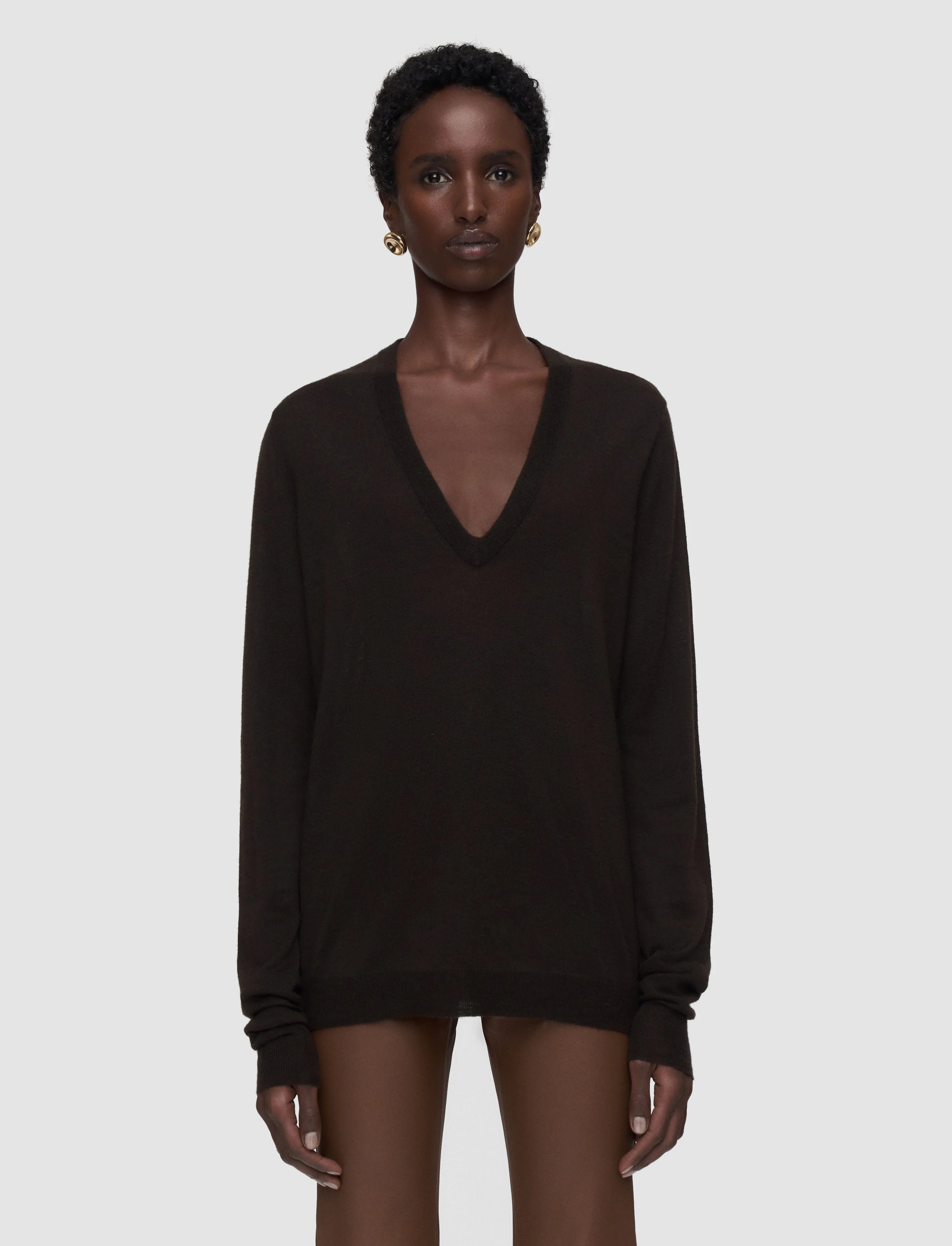 Joseph Cashair V-Neck Sweater | Cocoa