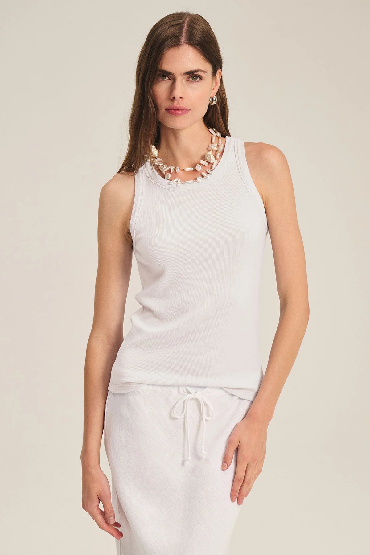 Velvet JG Cruz Rib Tank Top | White