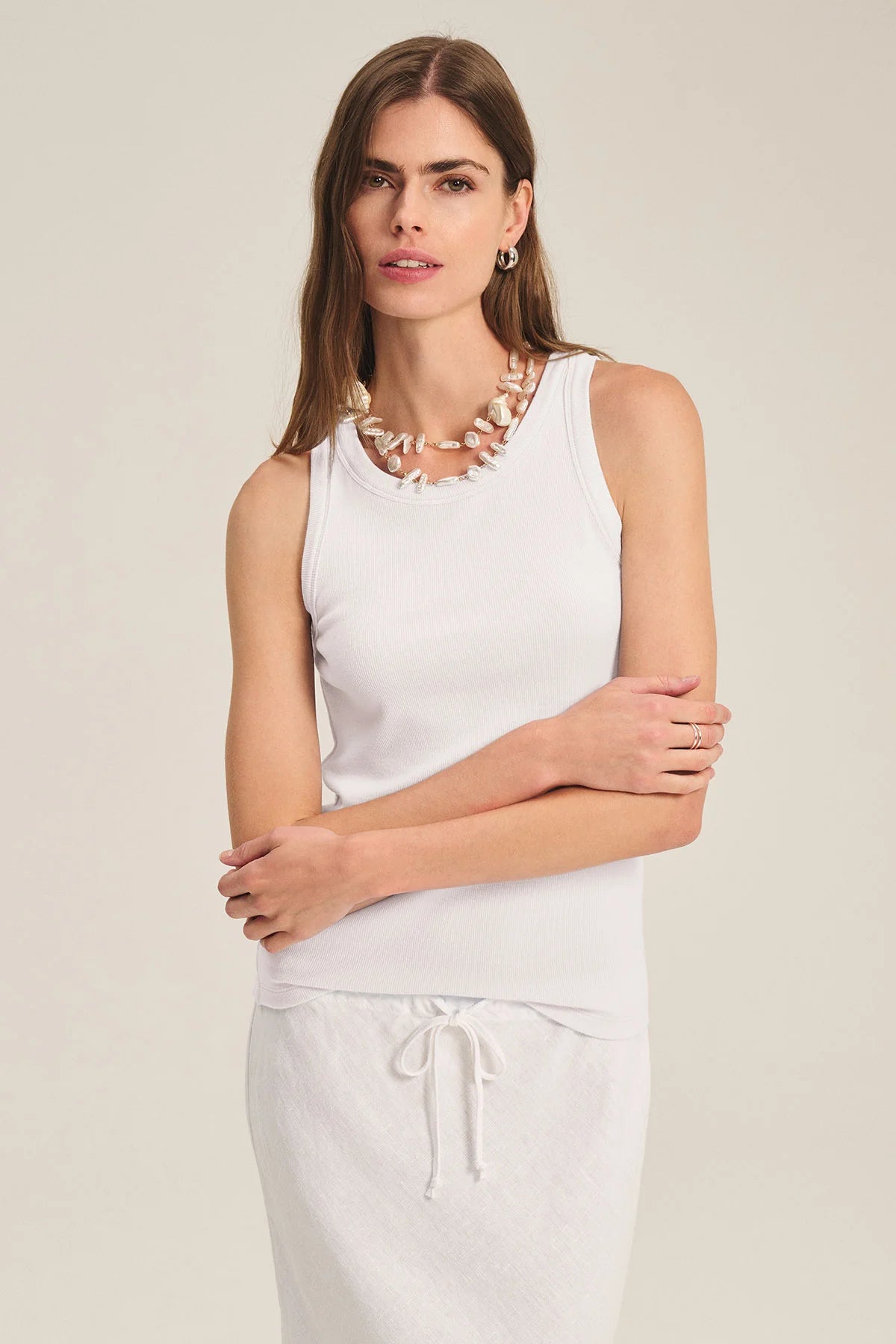 Velvet JG Cruz Rib Tank Top | White