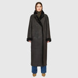 HiSO Danielle Reversible Suede/ Ironed Shearling Coat Vintage Black