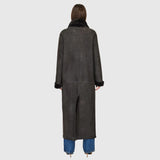 HiSO Danielle Reversible Suede/ Ironed Shearling Coat Vintage Black