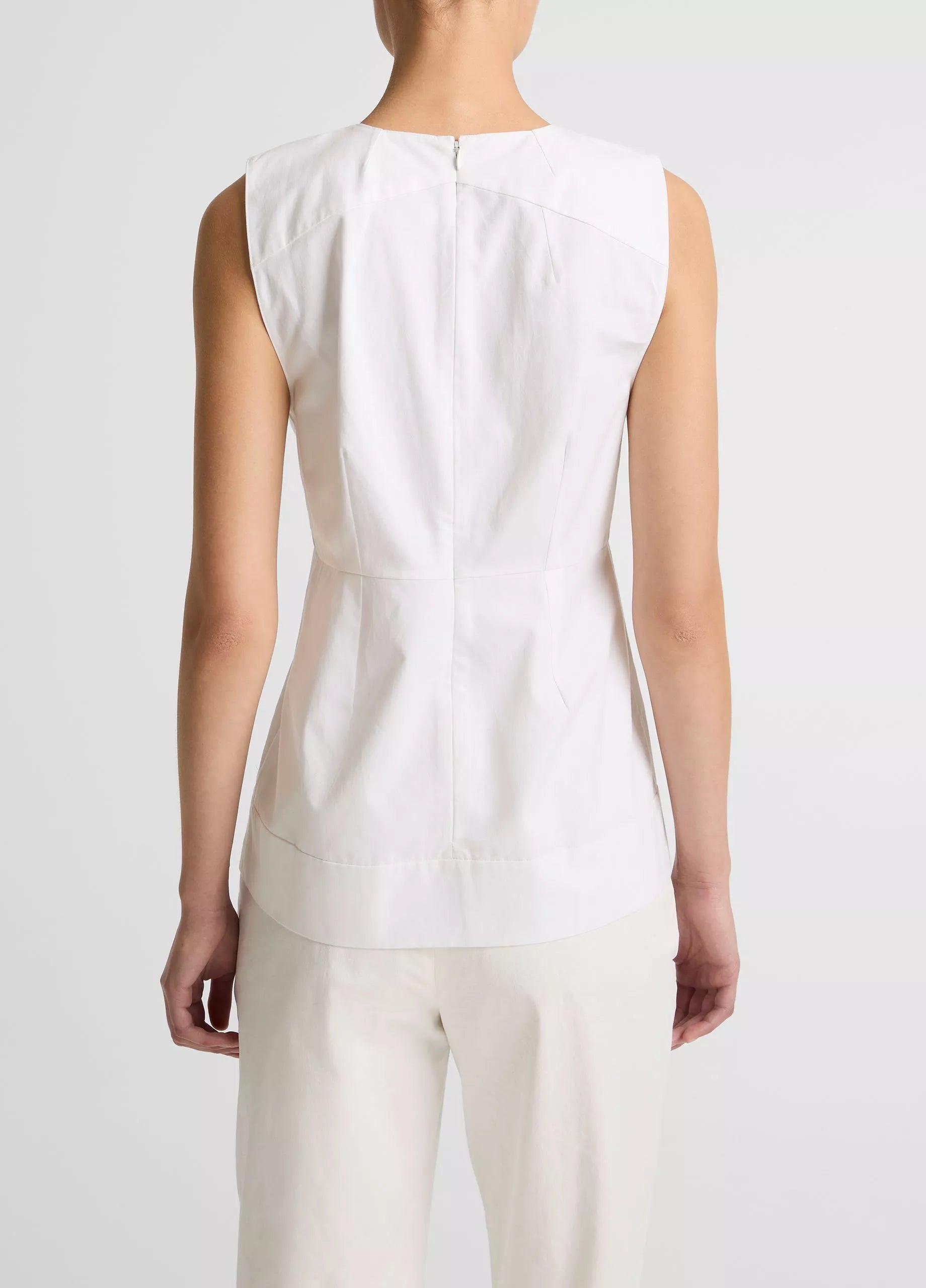 Vince Crew Neck Sleeveless Panelled Top | White