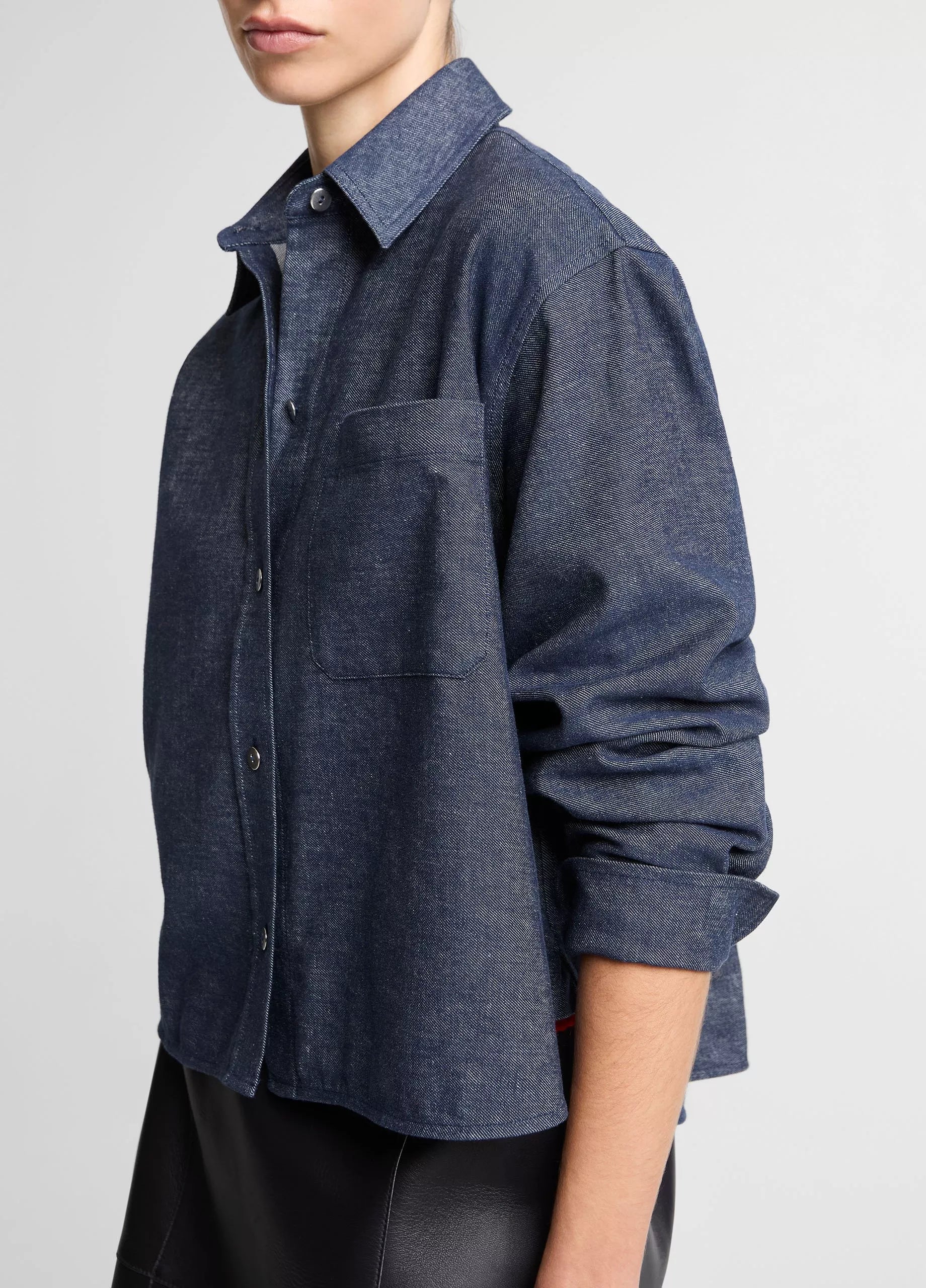 Vince Chambray Cropped L/S Shirt | Indigo