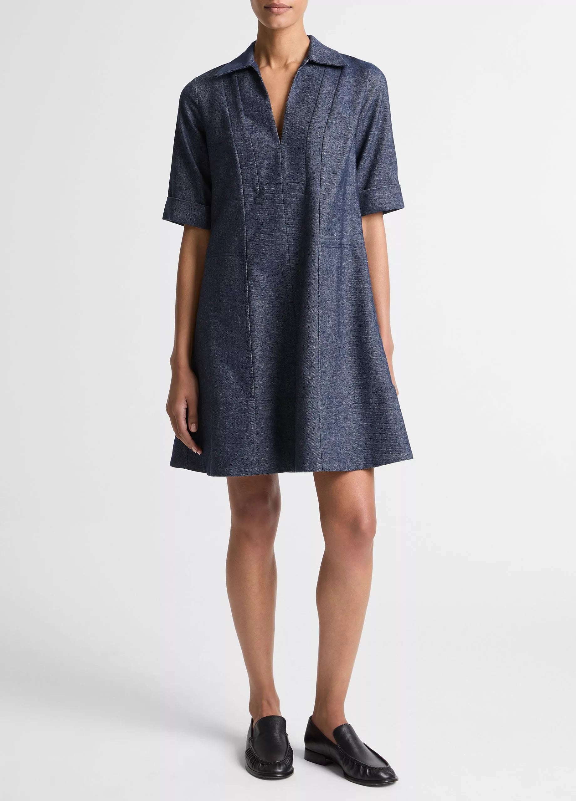 Vince Chambray A-Line S/S Dress | Indigo