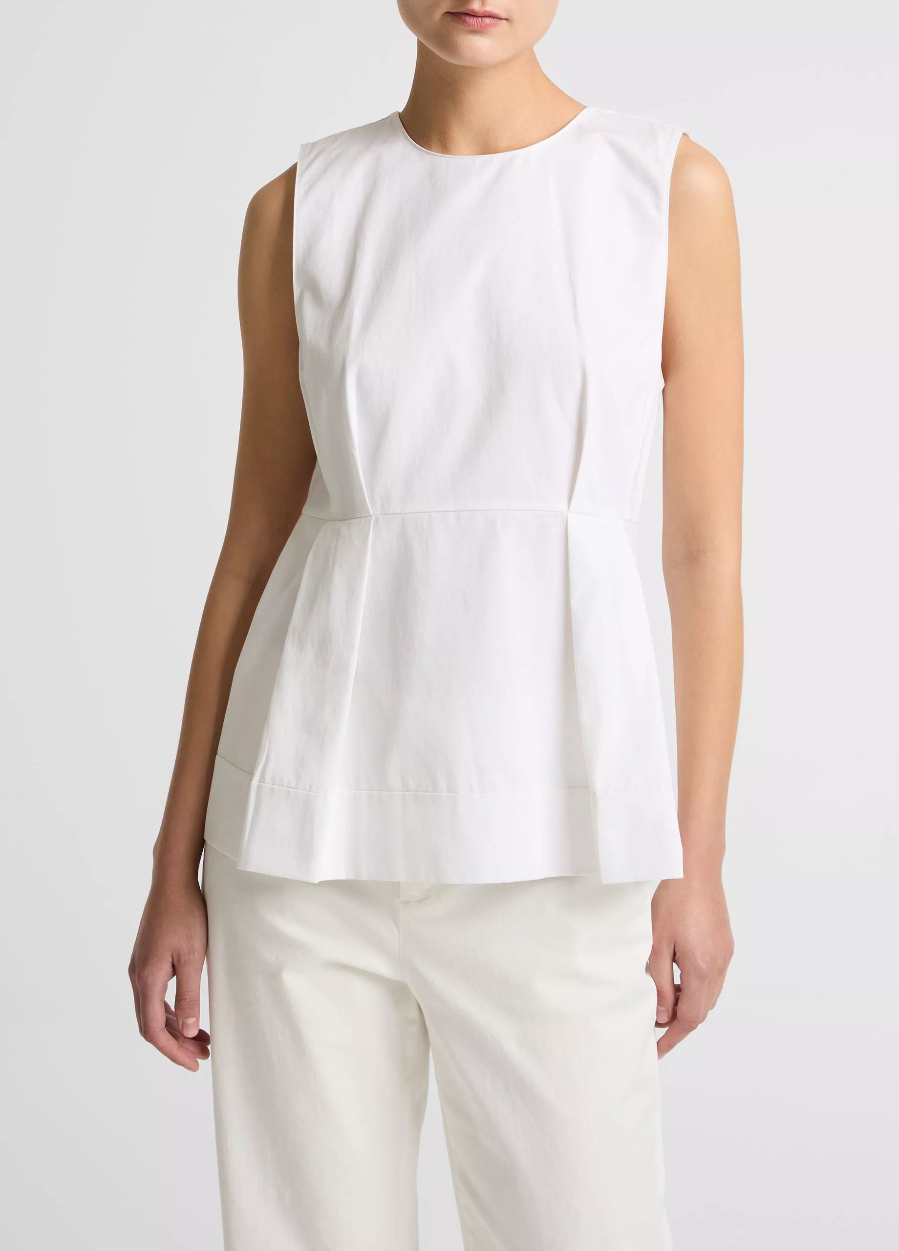 Vince Crew Neck Sleeveless Panelled Top | White