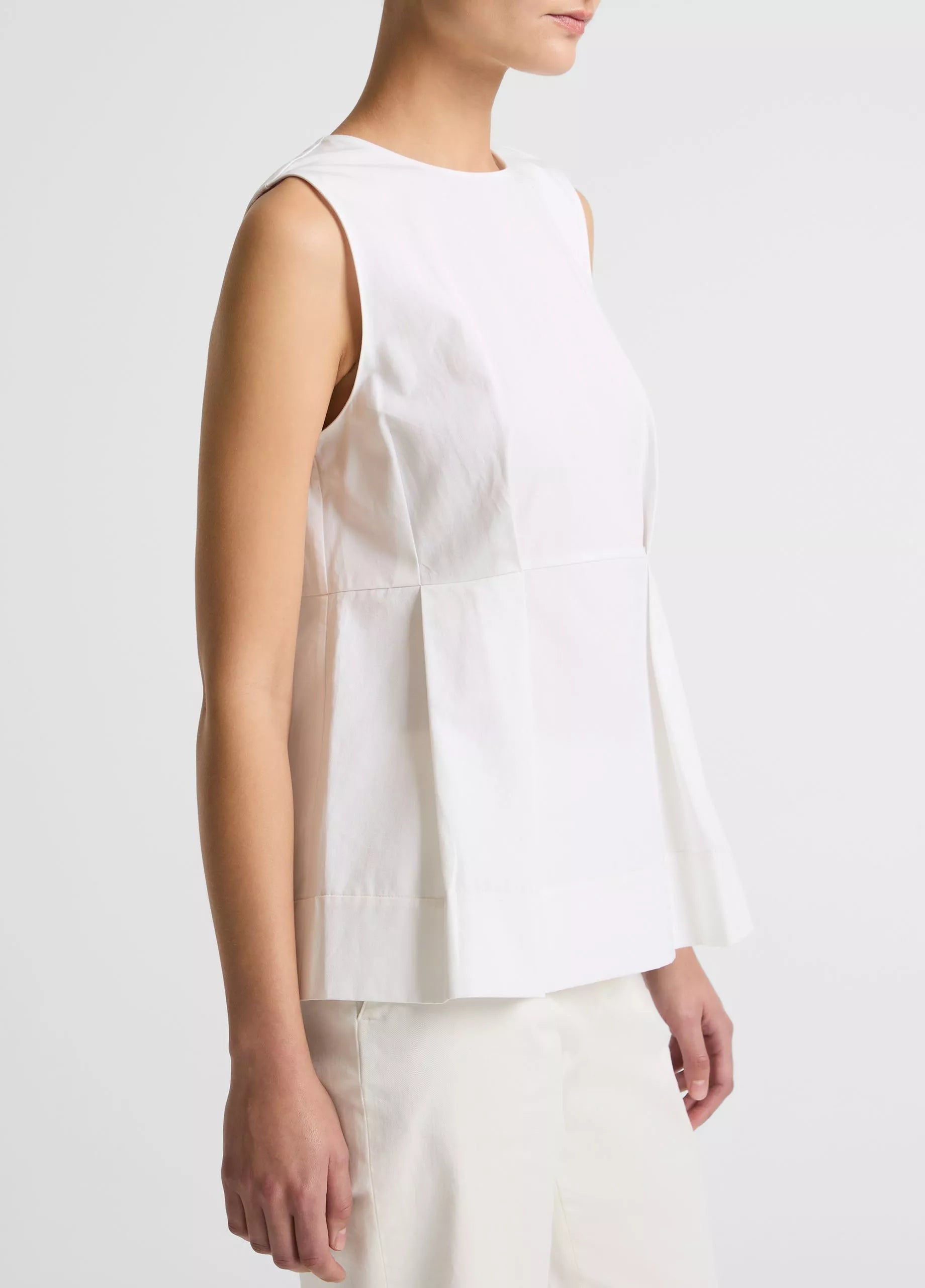 Vince Crew Neck Sleeveless Panelled Top | White