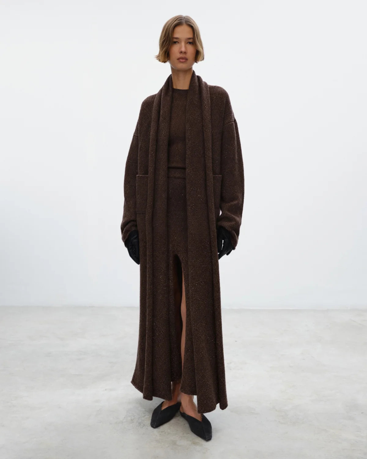 ELY ELY Camilla Knit Long Coat | Brown