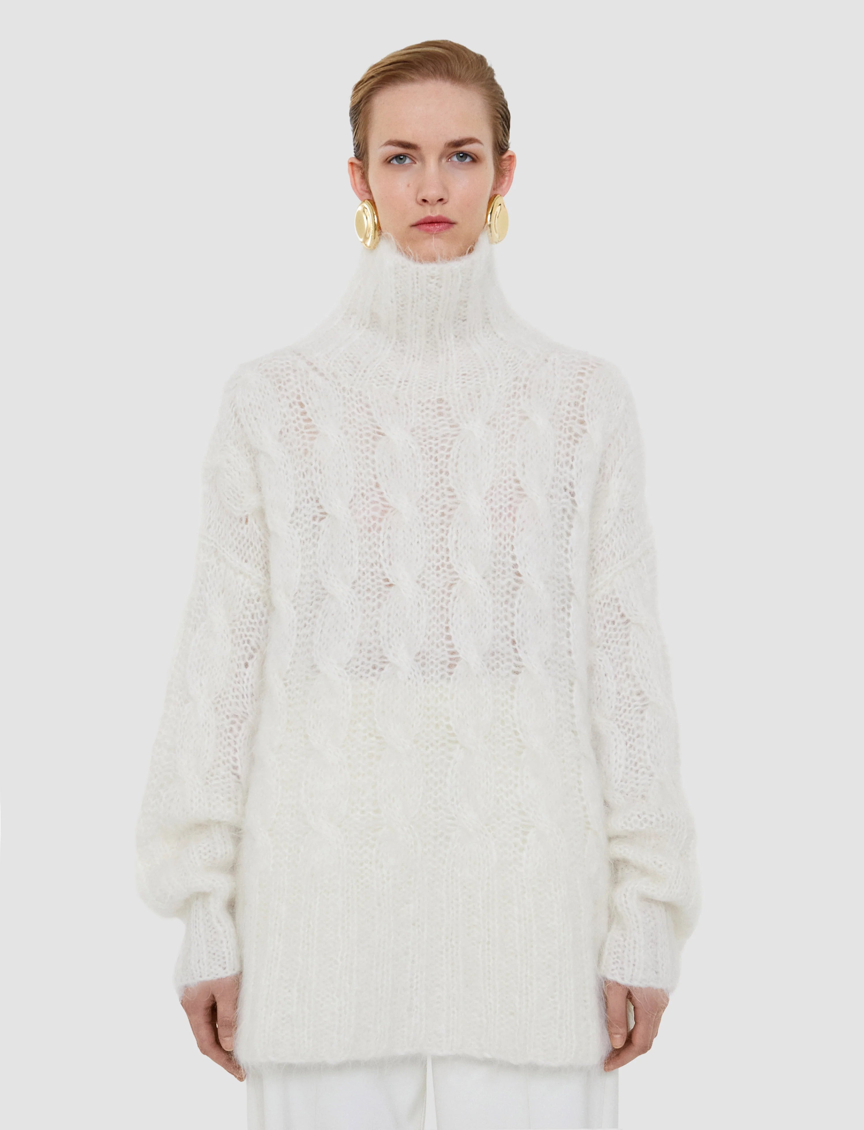 Joseph Fortin Hand Knit Cable Mohair Jumper | Wax