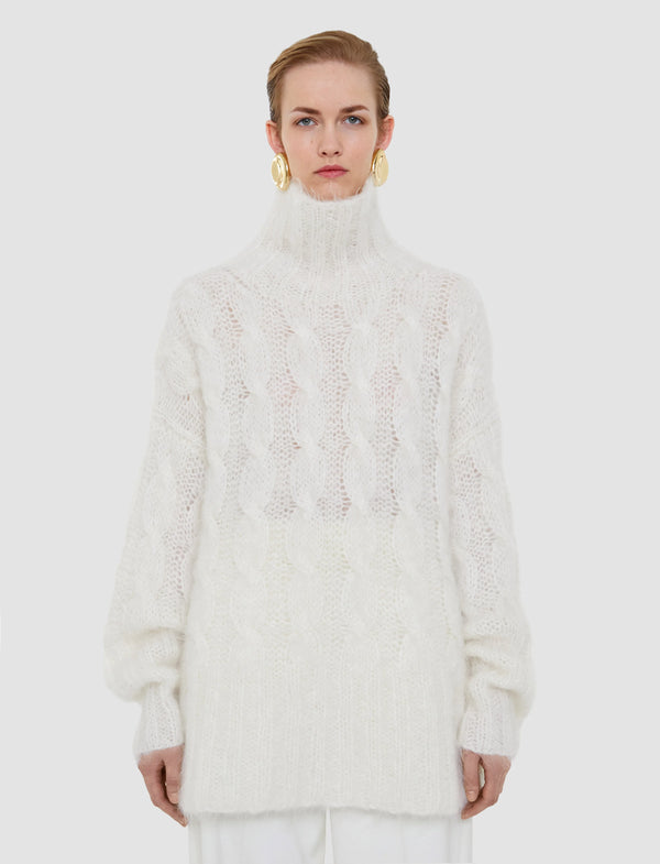 Joseph Fortin Hand Knit Cable Mohair Jumper | Wax