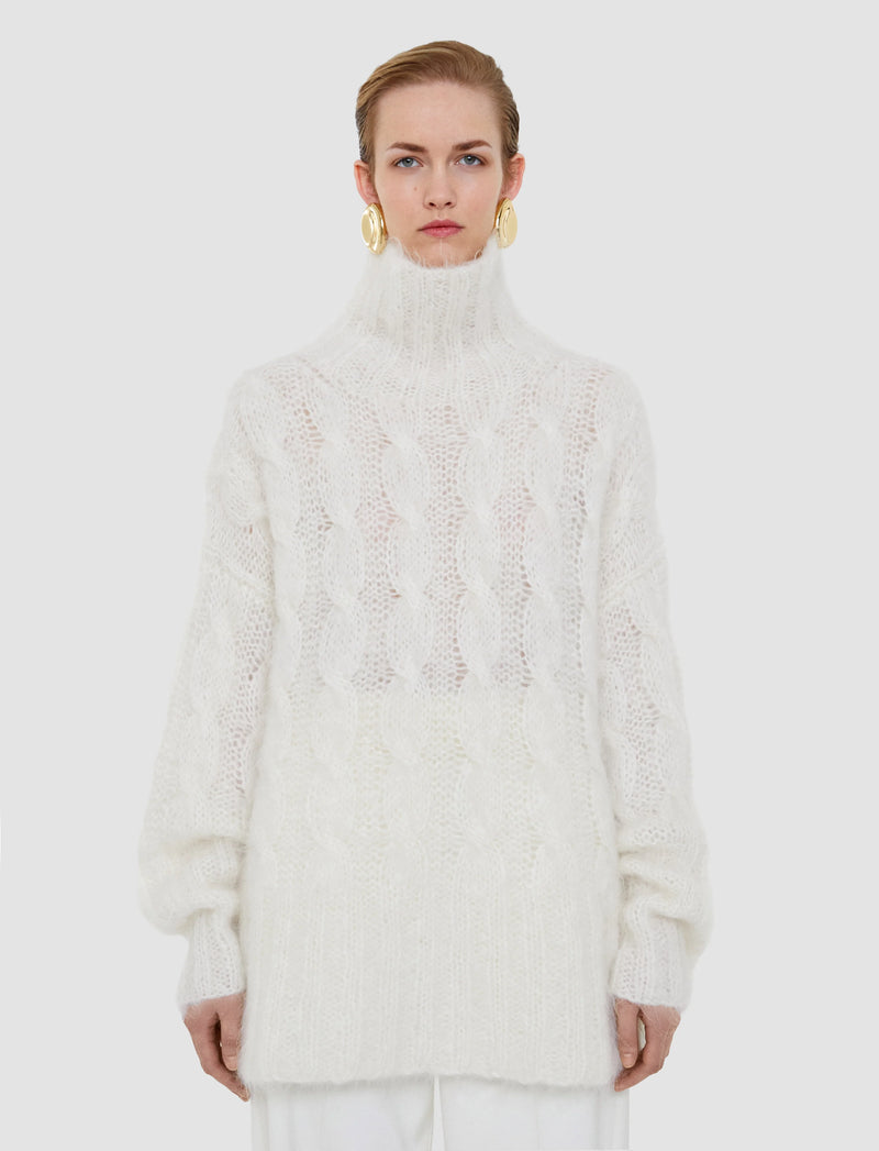 Joseph Fortin Hand Knit Cable Mohair Jumper | Wax