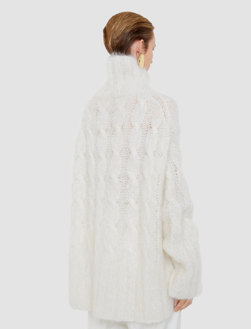 Joseph Fortin Hand Knit Cable Mohair Jumper | Wax