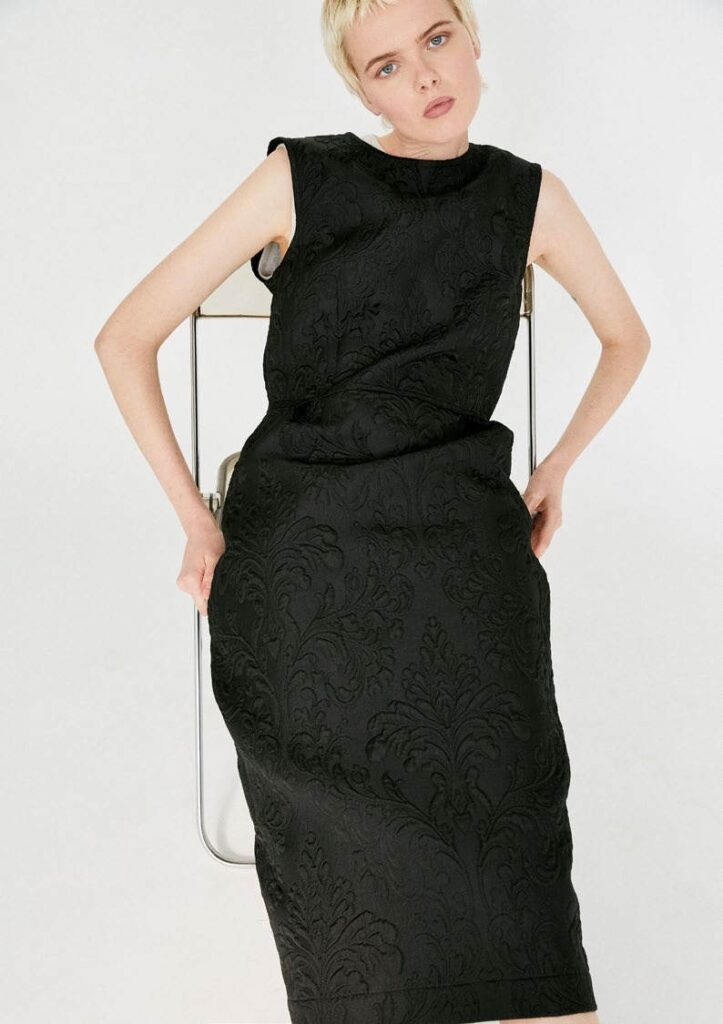 Hache Manuela Jacquard Black Dress