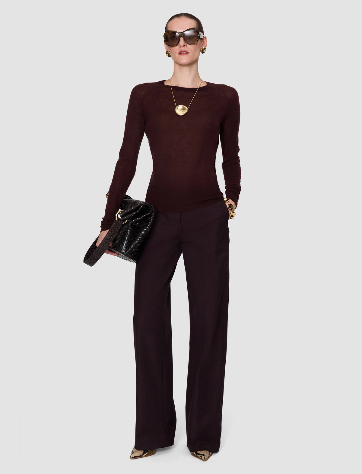 JOSEPH Geras Cashmere Sweater | Mahogany