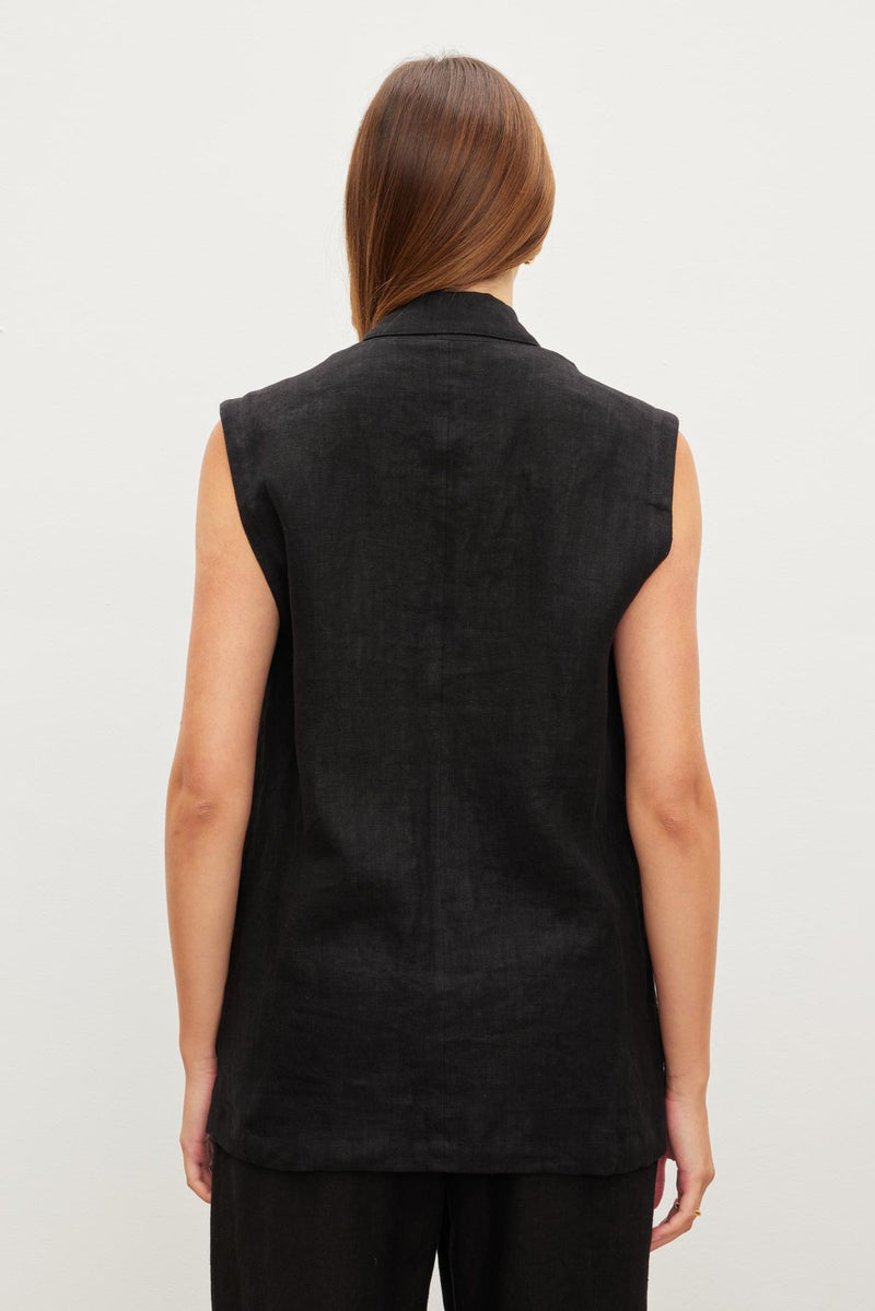 Velvet Black Bethan Linen Vest