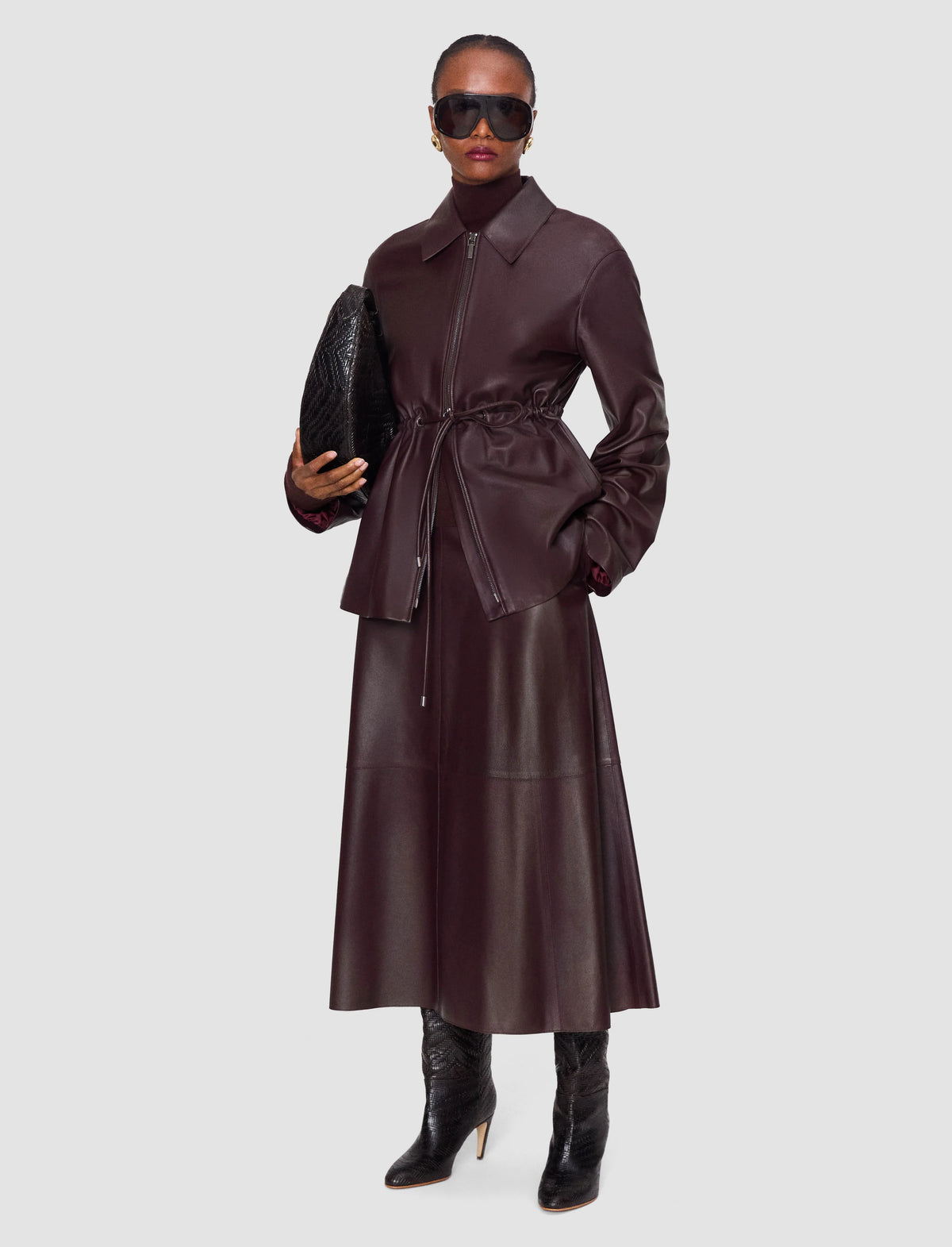 JOSEPH Helius Leather Skirt | Mahogany