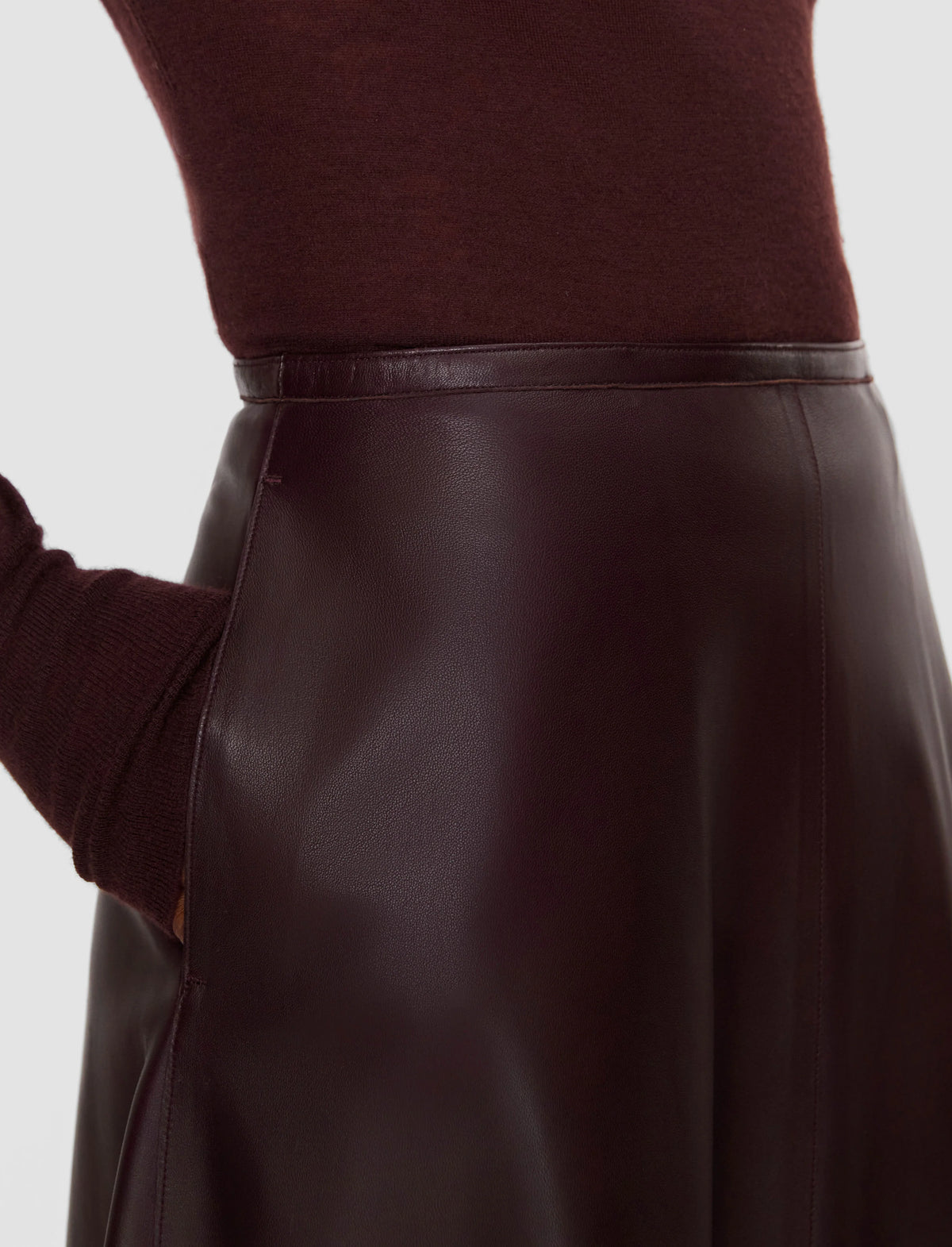 JOSEPH Helius Leather Skirt | Mahogany