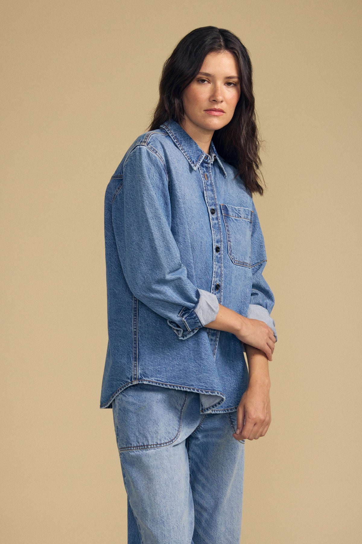 Velvet Clementine Denim Shirt | Indigo