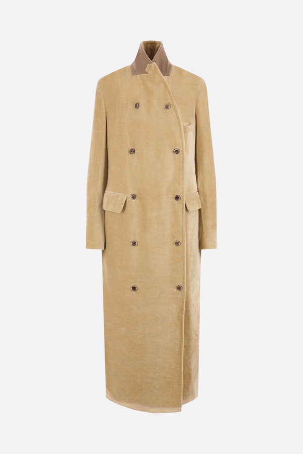 Uma Wang Cigna Velvet Coat Tan