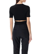 Helmut Lang Cropped Ribbed Tee Black