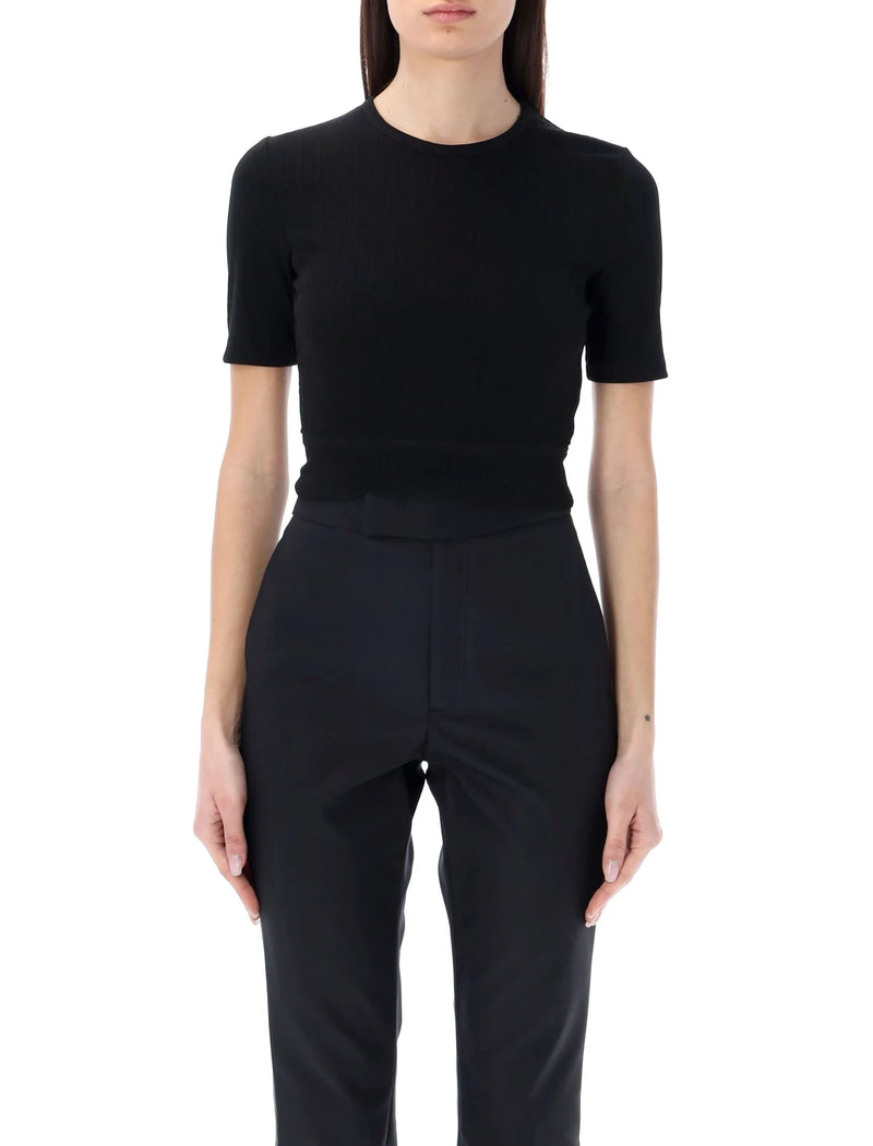 Helmut Lang Cropped Ribbed Tee Black