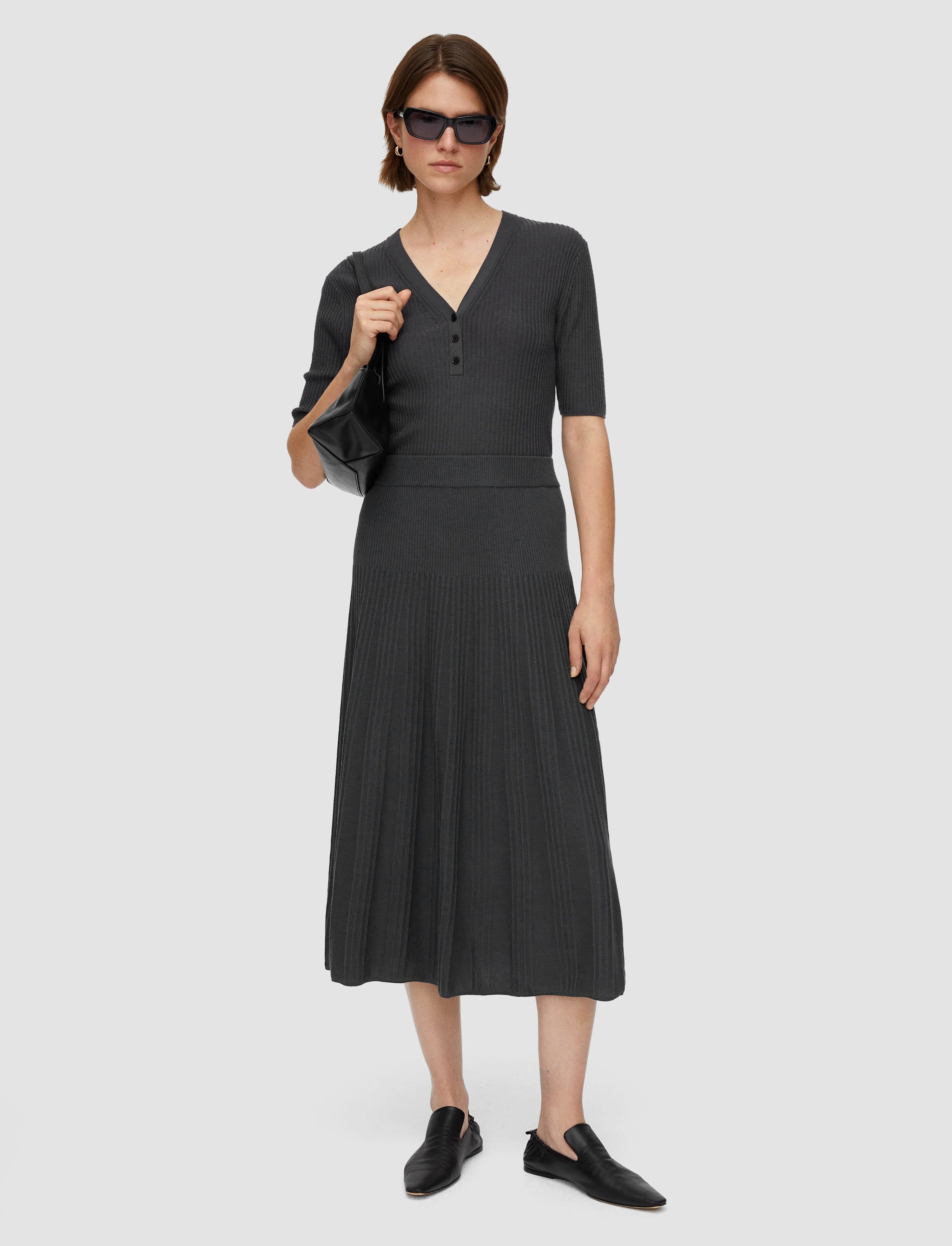 Joseph Merino Rib Skirt Smoke