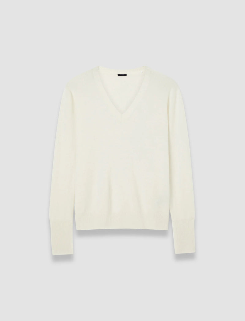 Joseph Lt Pure Cashmere V-Neck Sweater Ivory