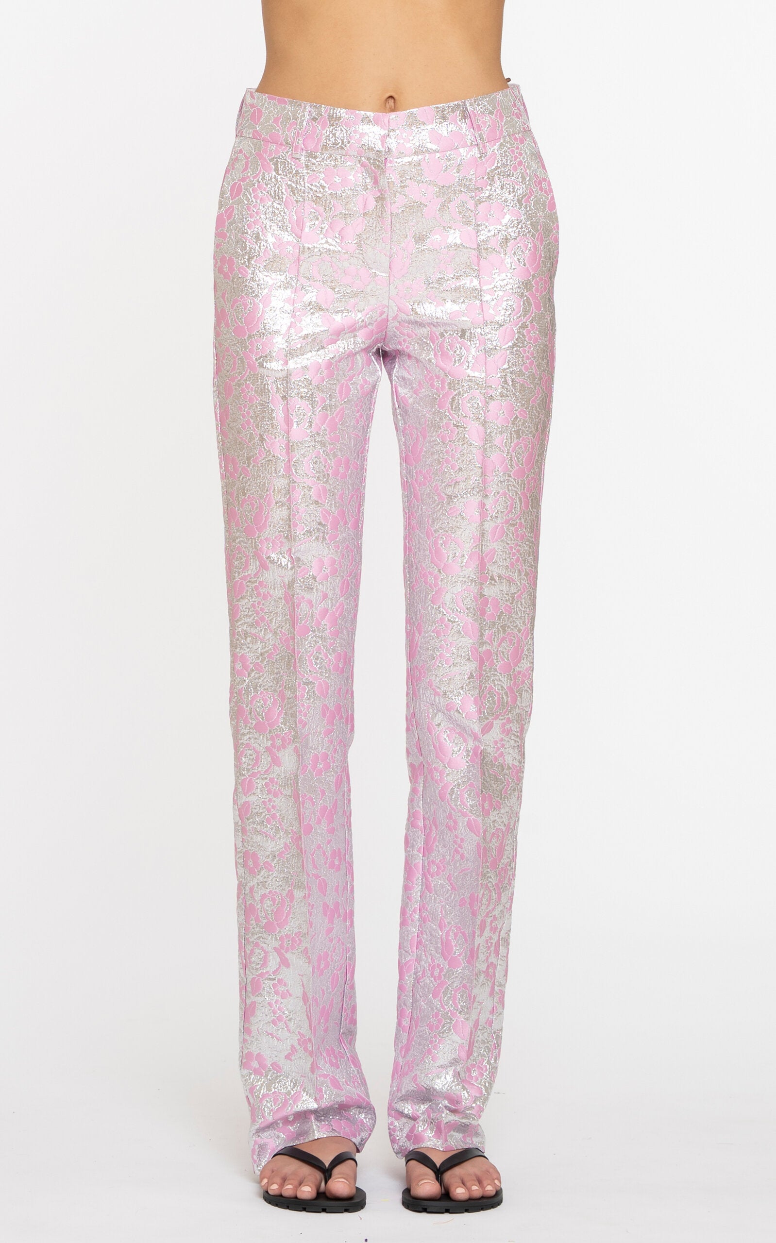 Des Phemmes Jacquard Tailored Pant | Silver/ Candy