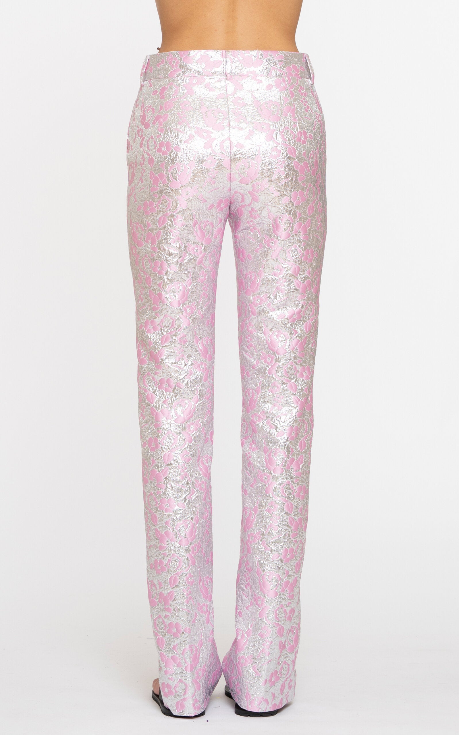 Des Phemmes Jacquard Tailored Pant | Silver/ Candy