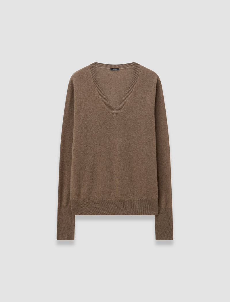 Joseph Lt Pure Cashmere V-Neck Sweater Mushroom