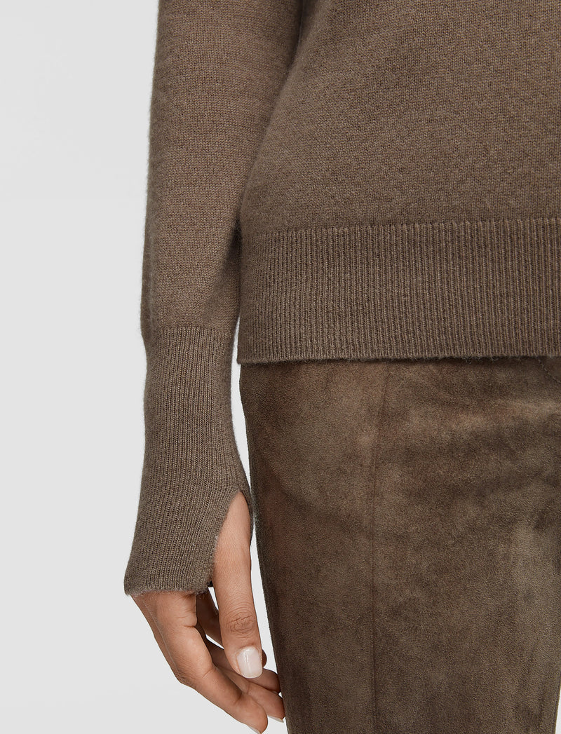 Joseph Lt Pure Cashmere V-Neck Sweater Mushroom