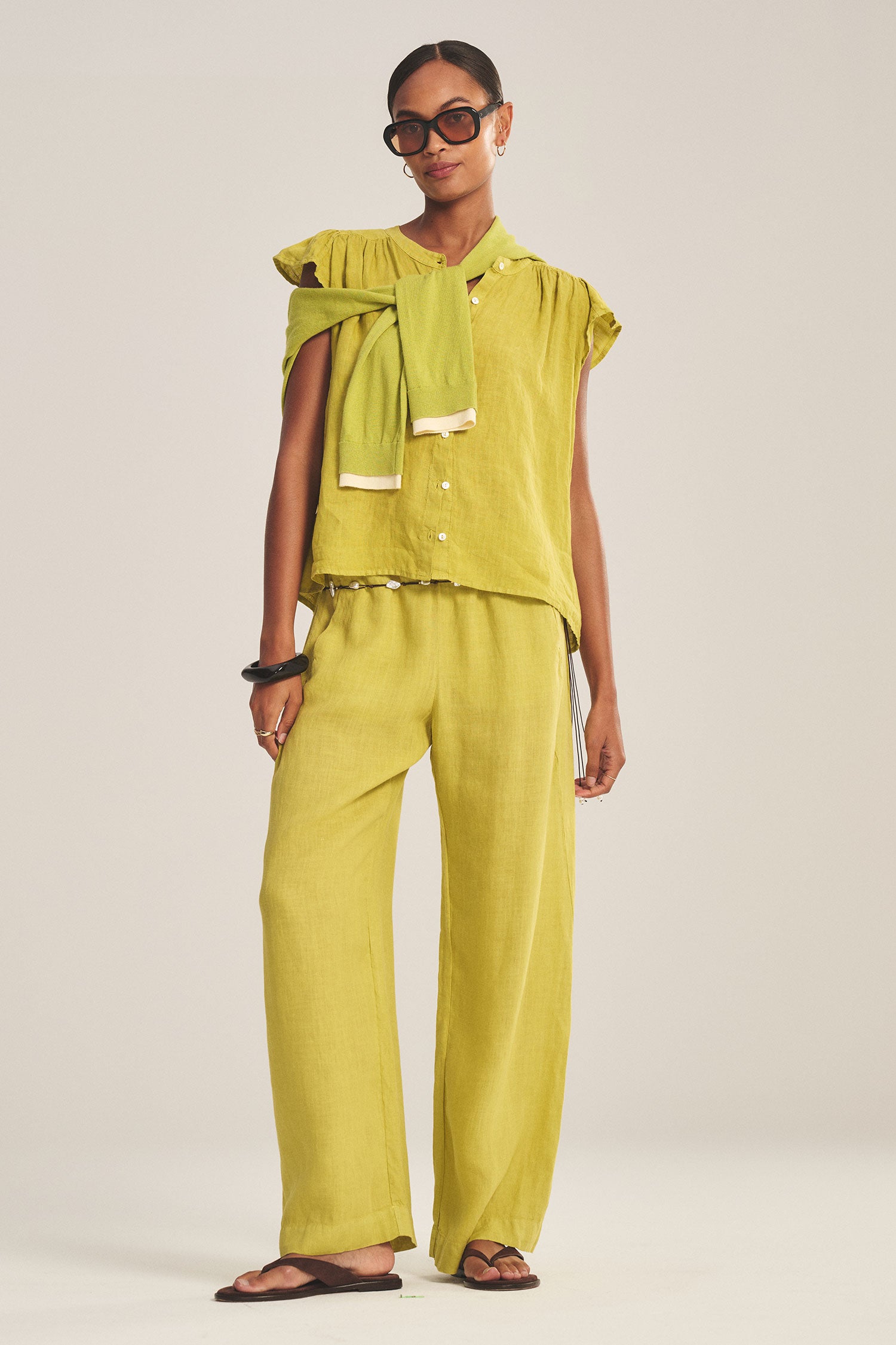 Velvet Lola Linen Pants | Citron