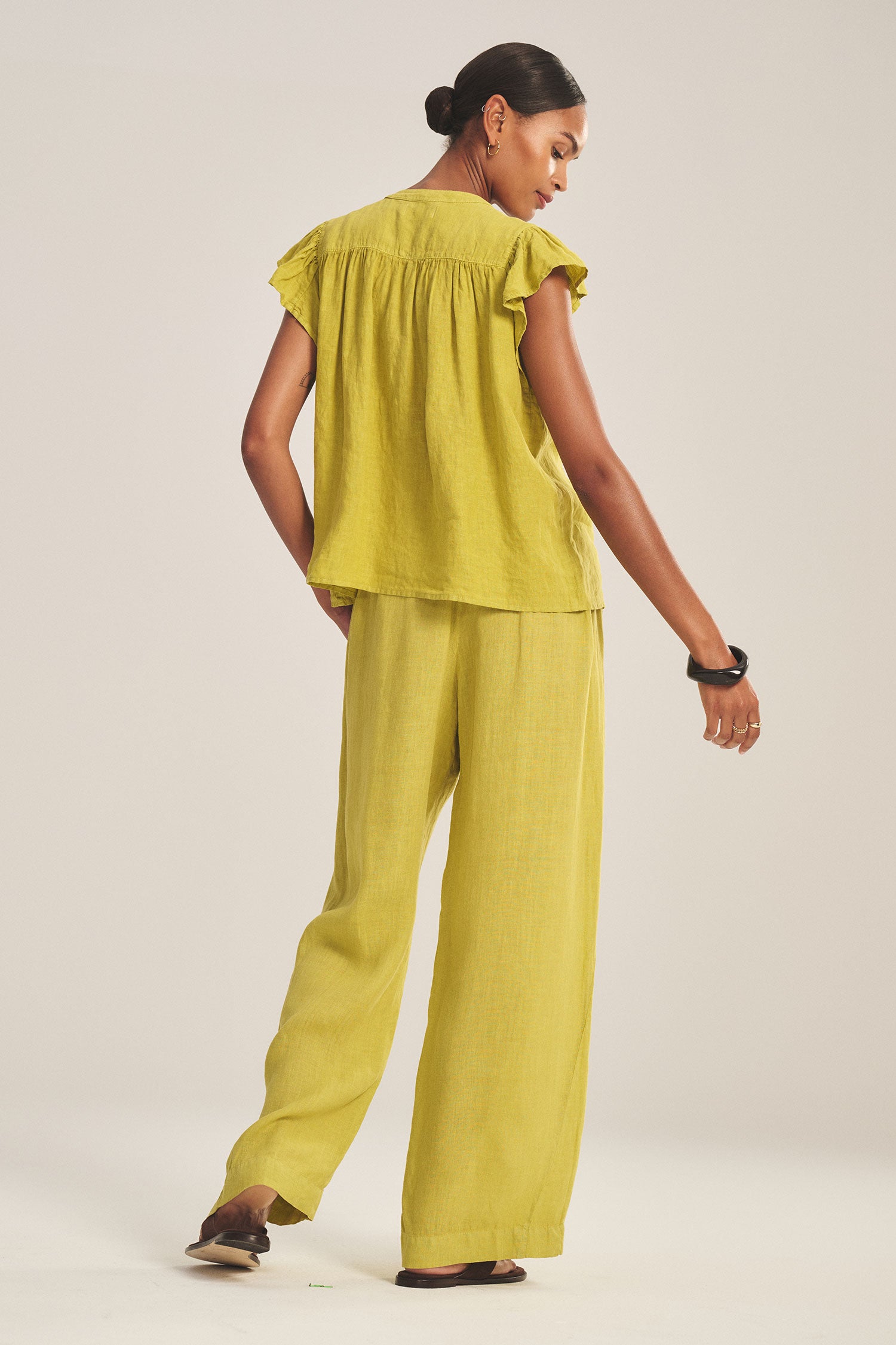 Velvet Lola Linen Pants | Citron
