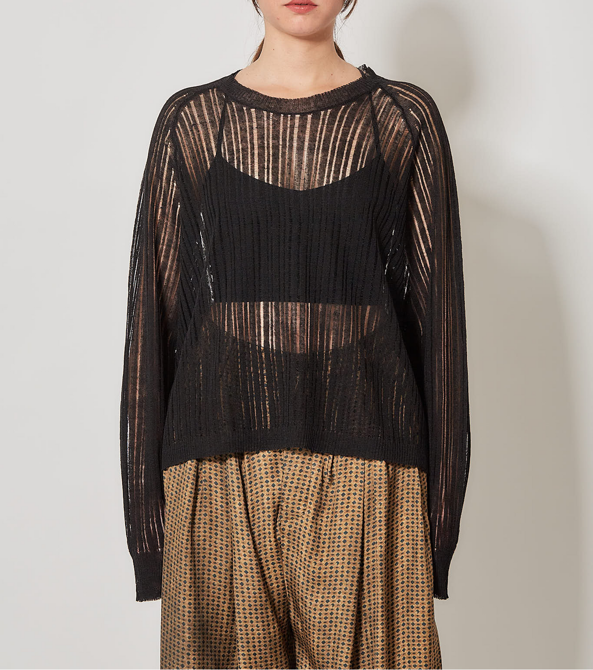Uma Wang Long Sleeve Linen Rib Top | Black