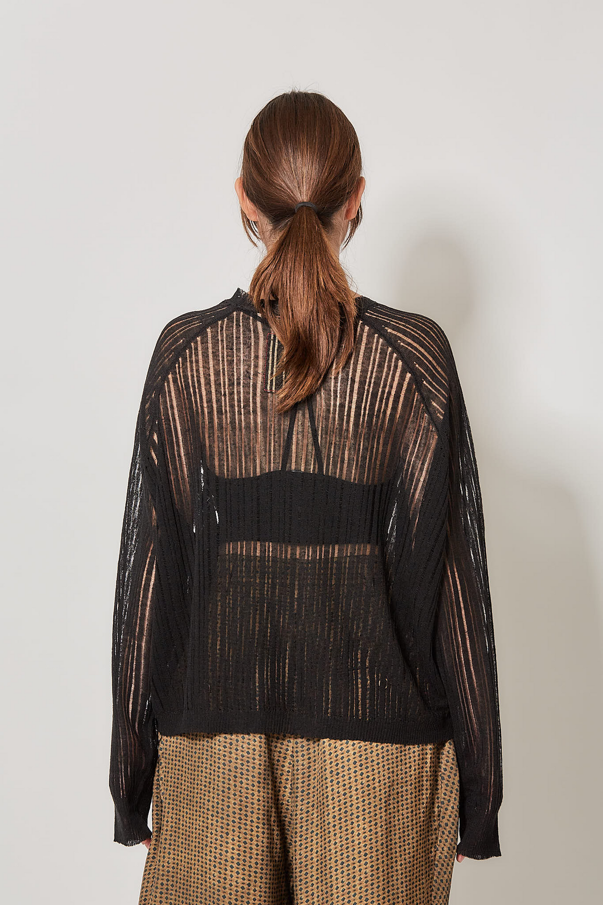 Uma Wang Long Sleeve Linen Rib Top | Black